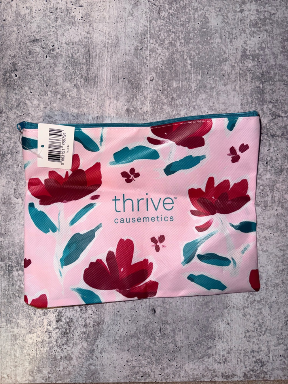 thrive causemetics Pink Floral Cosmetic Pouch